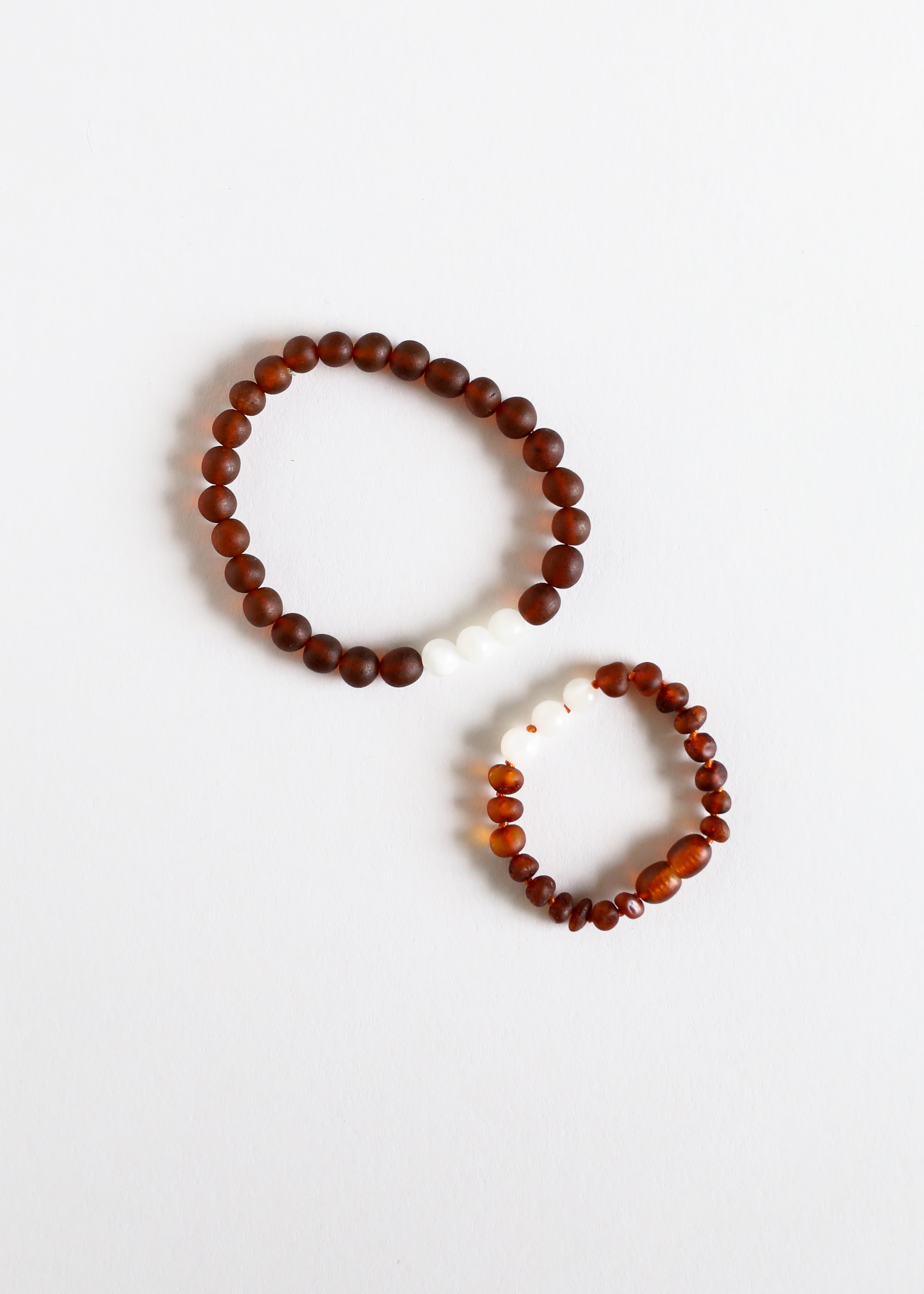 Raw Cognac Baltic Amber + Moonstone || Bracelet Set by CanyonLeaf