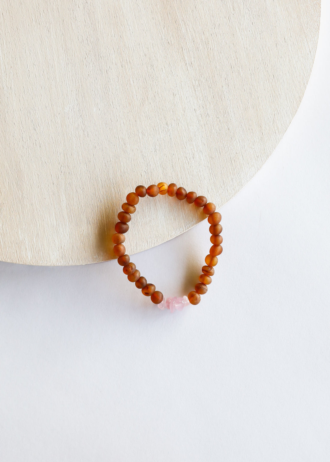 Raw Cognac Baltic Amber + Raw Rose Quartz || Bracelet Set by CanyonLeaf