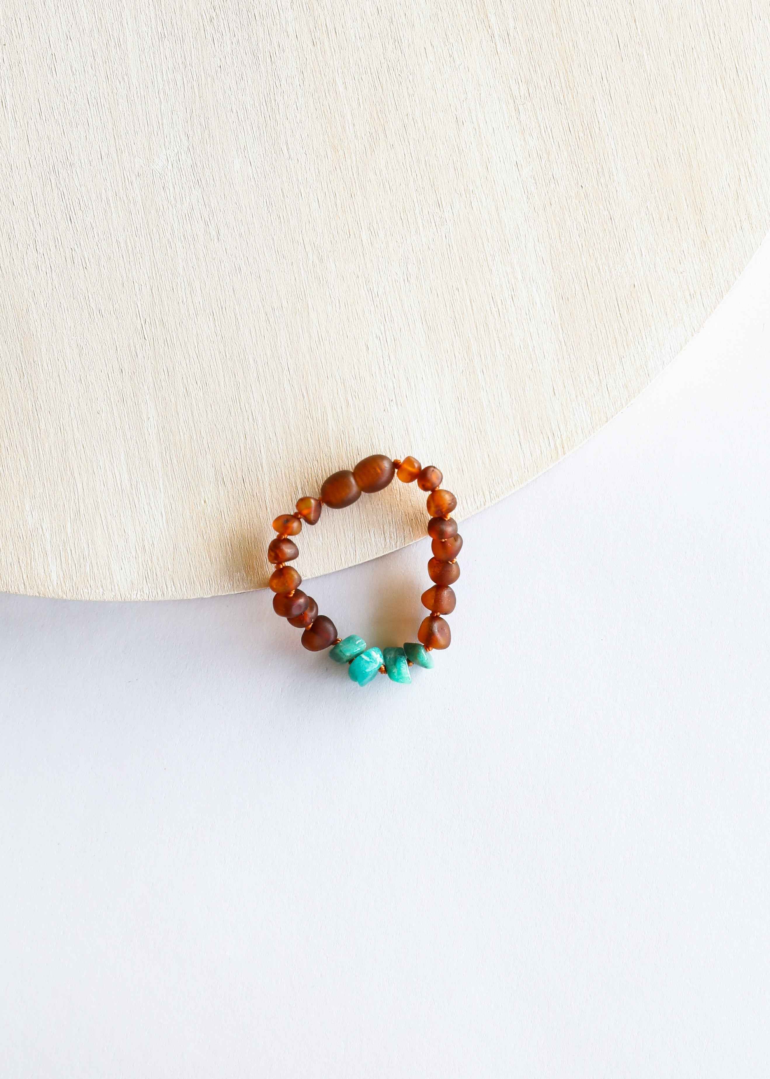 Raw Cognac Baltic Amber + Raw Amazonite || Anklet or Bracelet