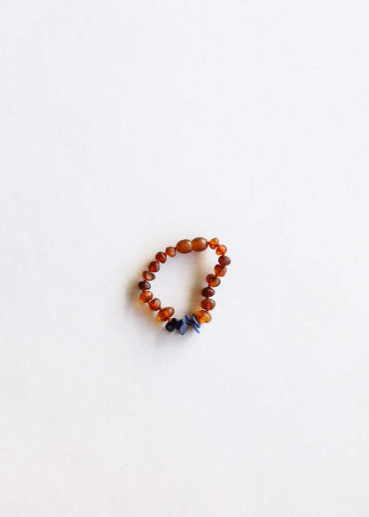 Raw Cognac Baltic Amber + Lapis Lazuli || Bracelet Set by CanyonLeaf