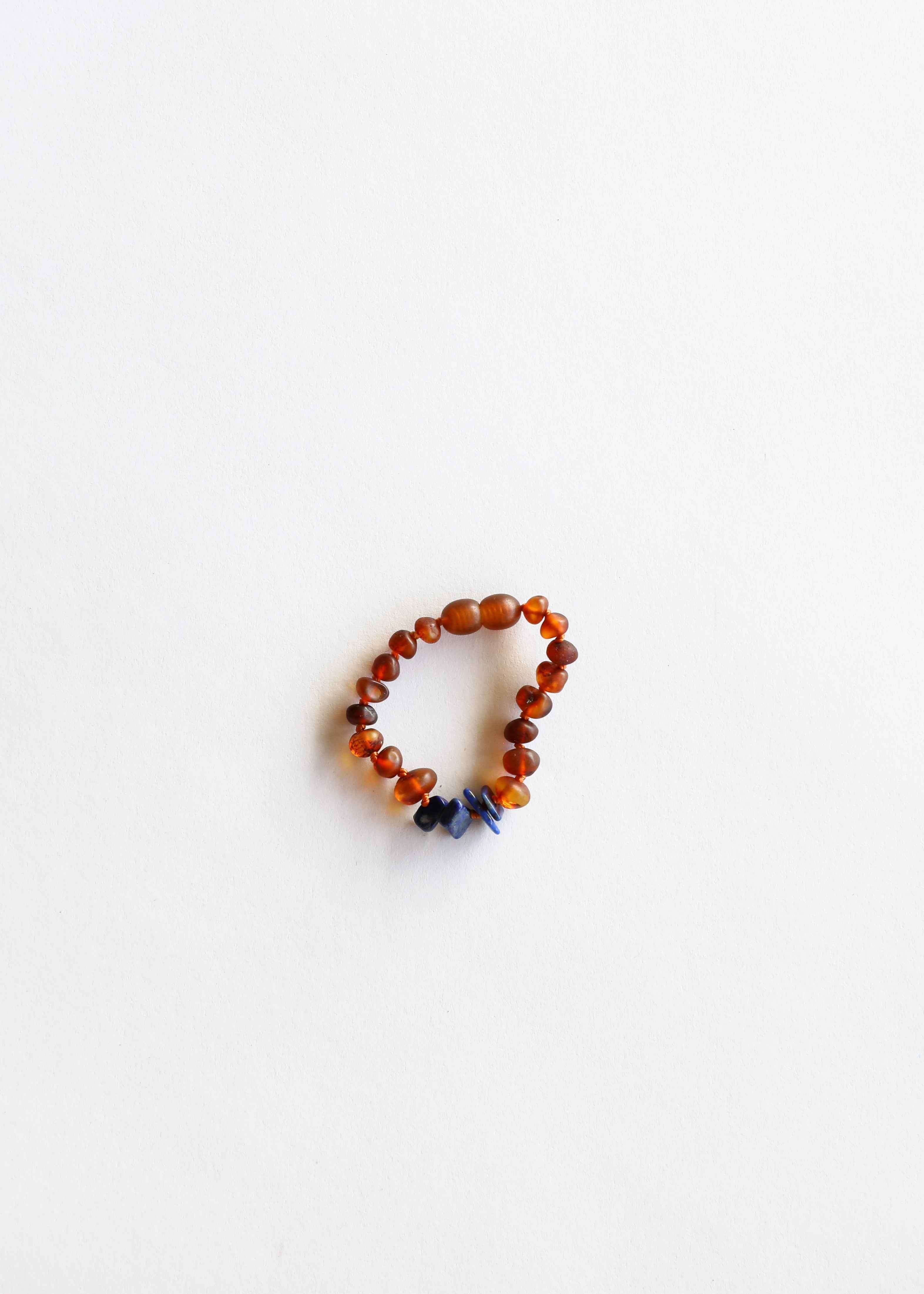 Raw Cognac Baltic Amber + Raw Lapis || Anklet or Bracelet