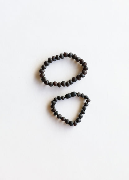 Raw Black Baltic Sea Amber || Bracelet Set by CanyonLeaf