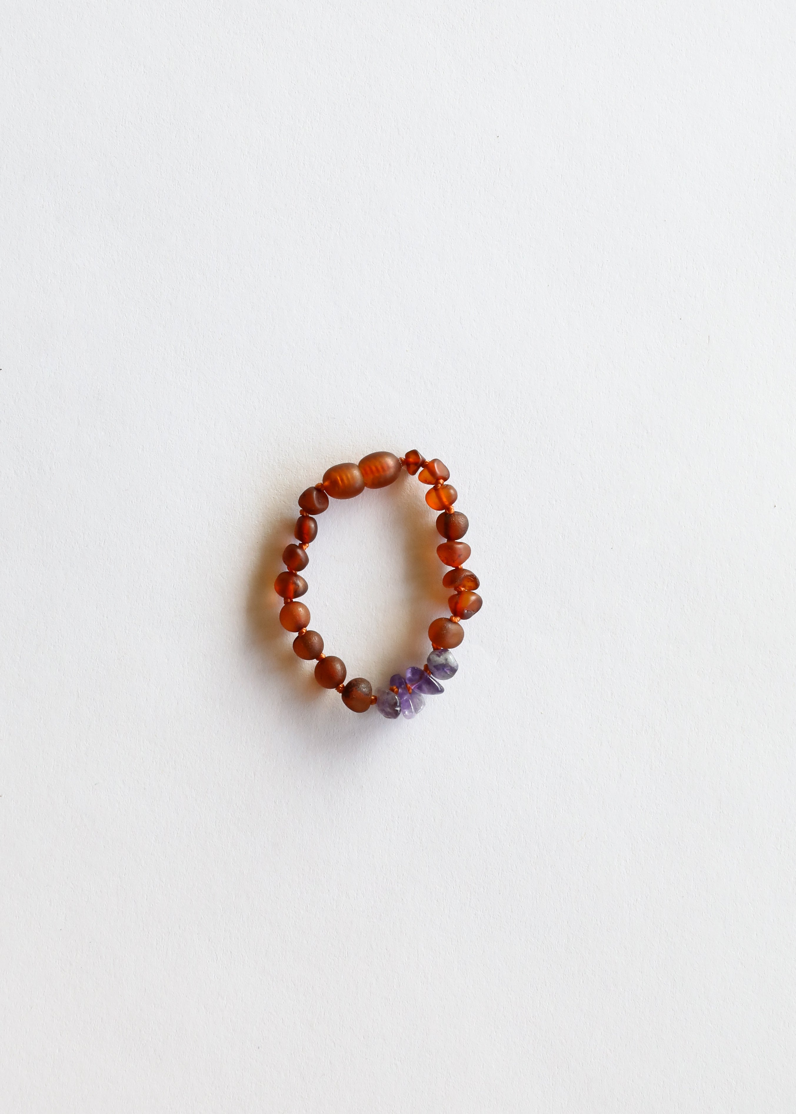Raw Cognac Baltic Amber + Raw Amethyst || Bracelet Set by CanyonLeaf