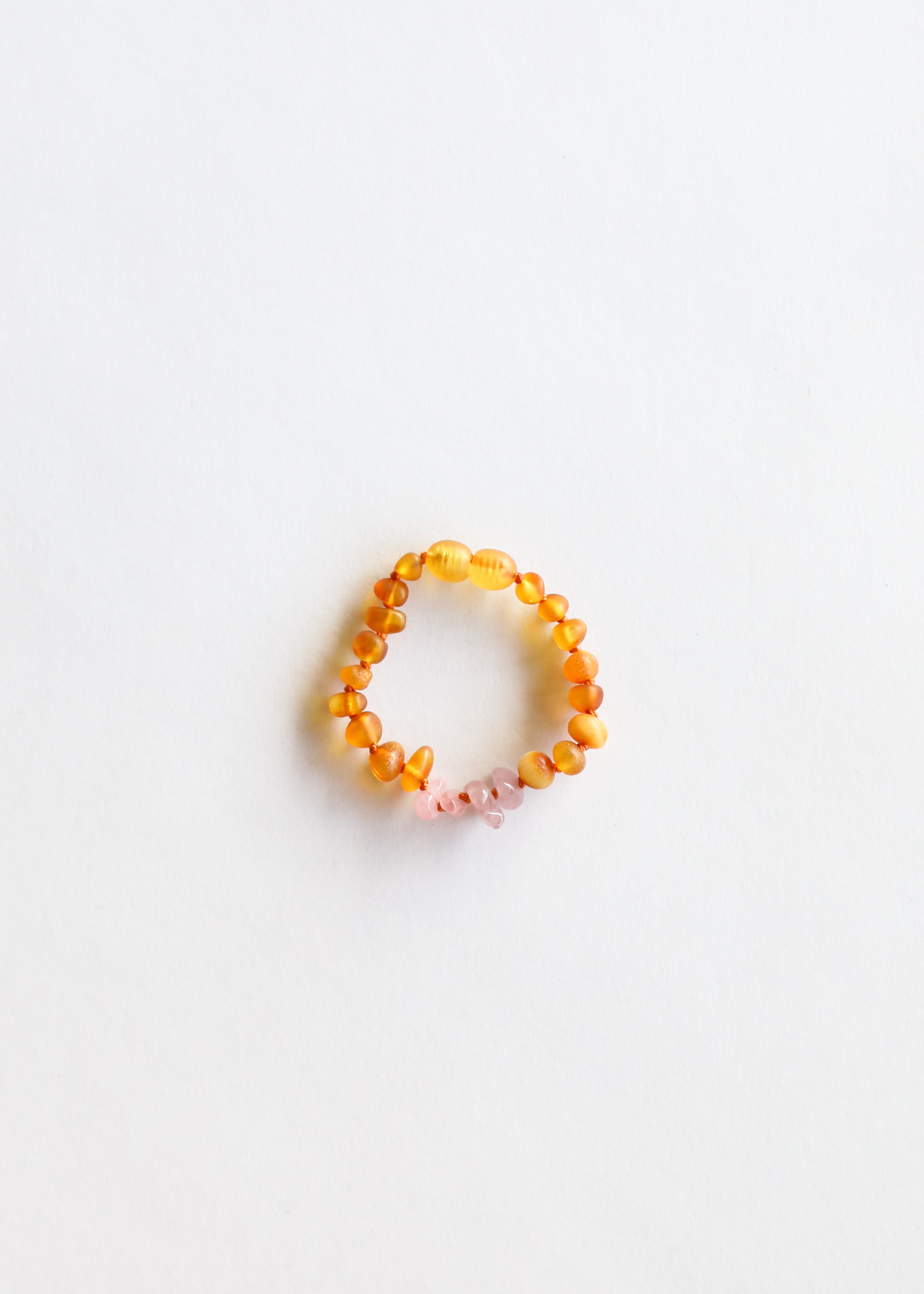 Raw Honey Baltic Amber + Raw Rose Quartz || Kids Set by CanyonLeaf