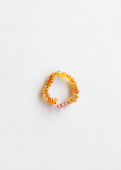 Raw Honey Baltic Amber + Raw Rose Quartz || Kids Set by CanyonLeaf
