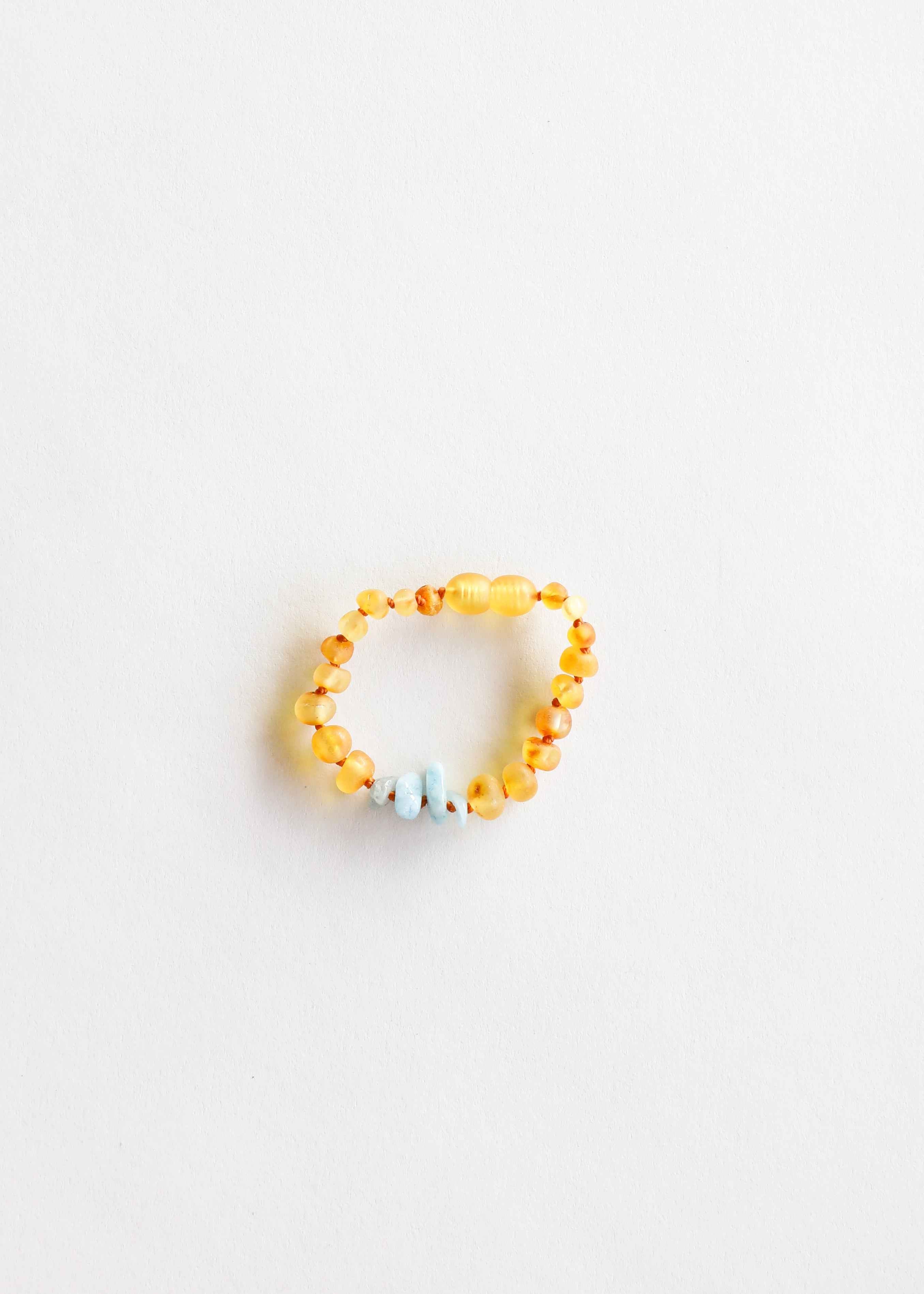 Raw Honey Baltic Amber + Aquamarine || Anklet or Bracelet