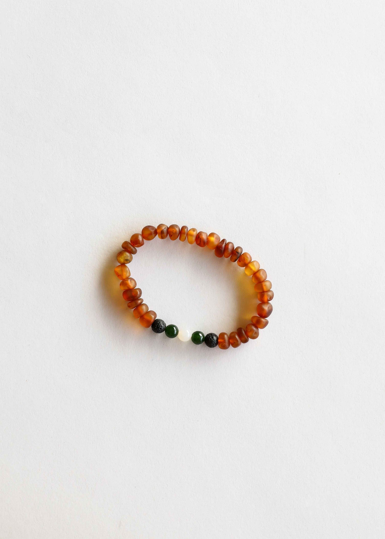 Raw Cognac Baltic Amber || Lava + Jade + Agate || Adult Bracelet