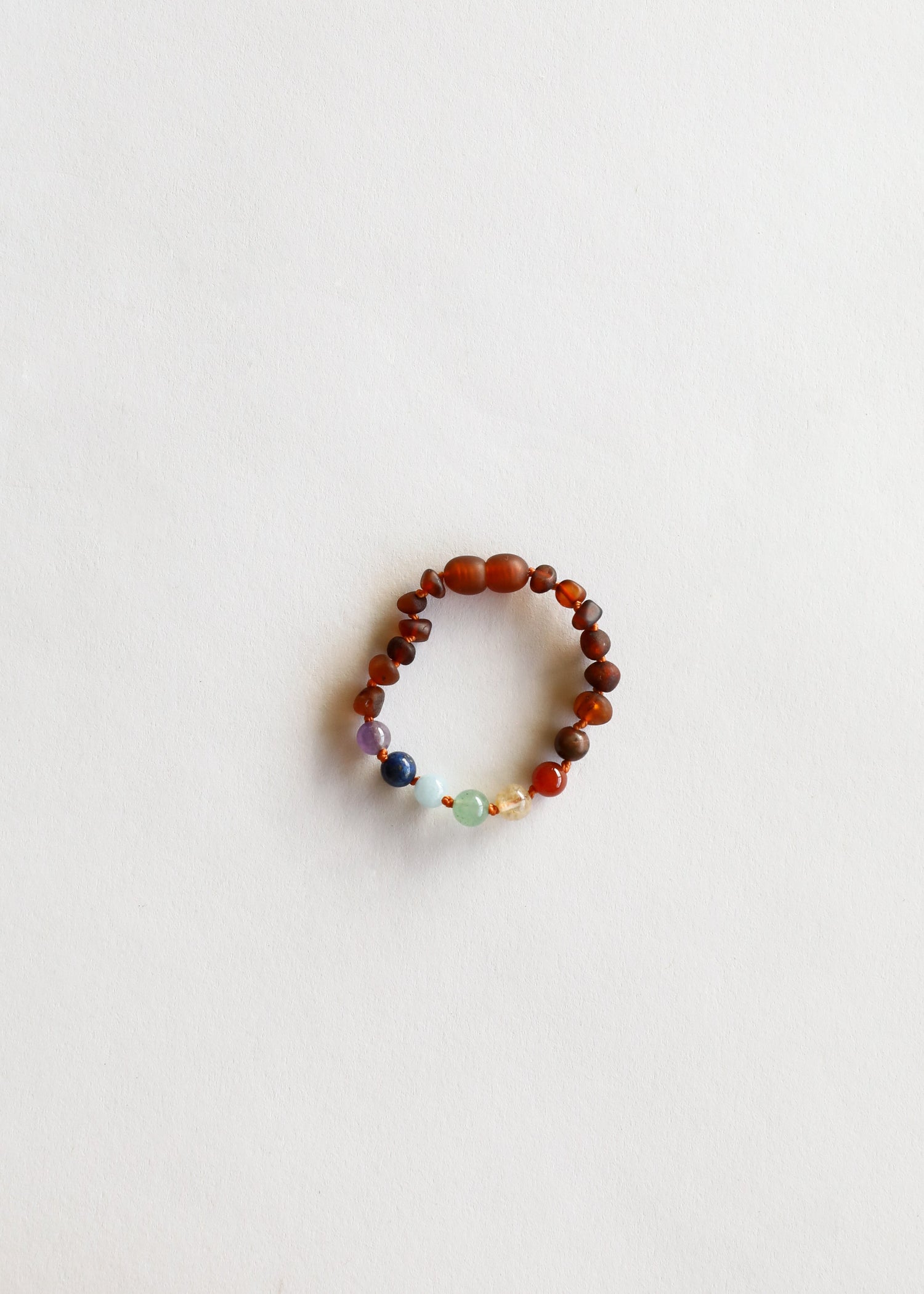 Raw Cognac Baltic Amber + CHAKRA Crystals || Bracelet Set by CanyonLeaf
