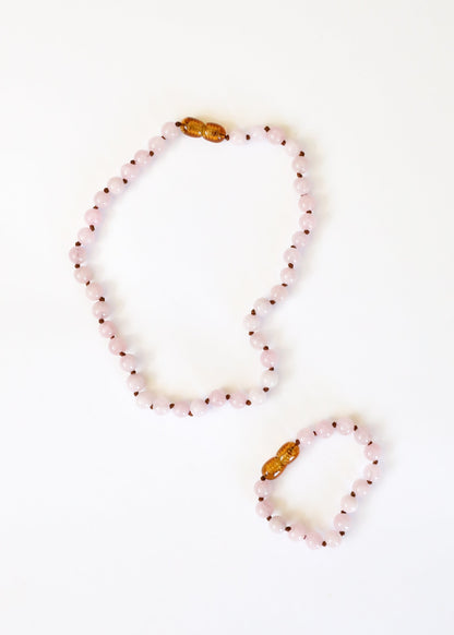 Pure Gemstone + Natural Rose Quartz || Beaded Necklace by CanyonLeaf
