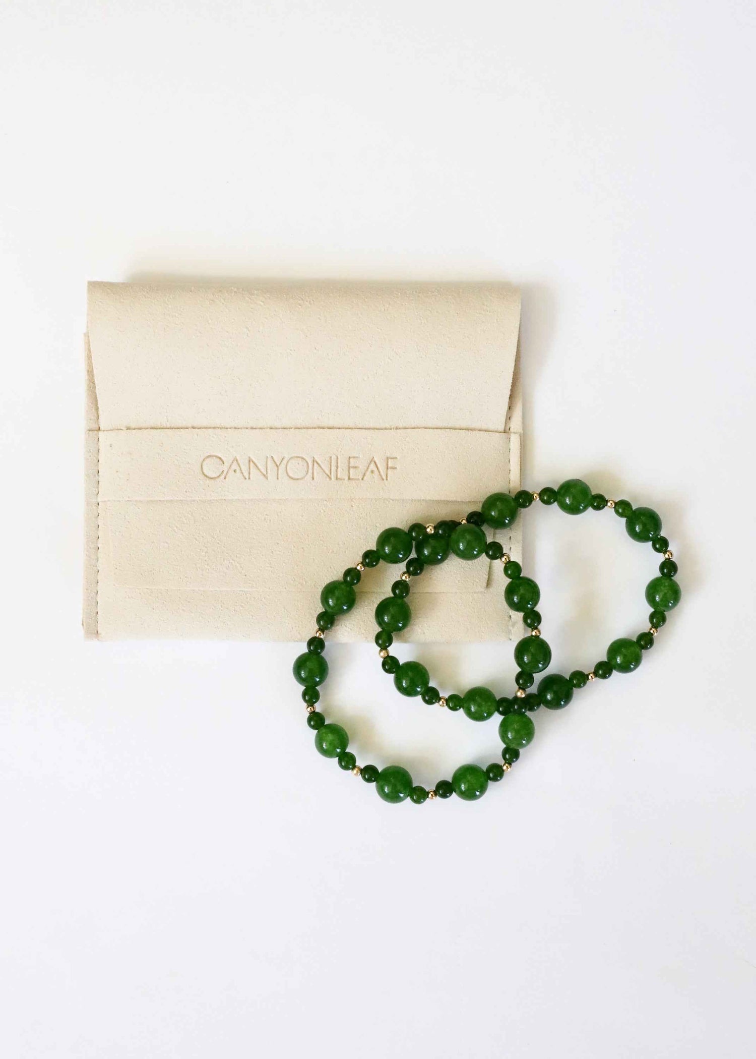 Green Jade + 14k Gold Filled || Stretch Bracelet