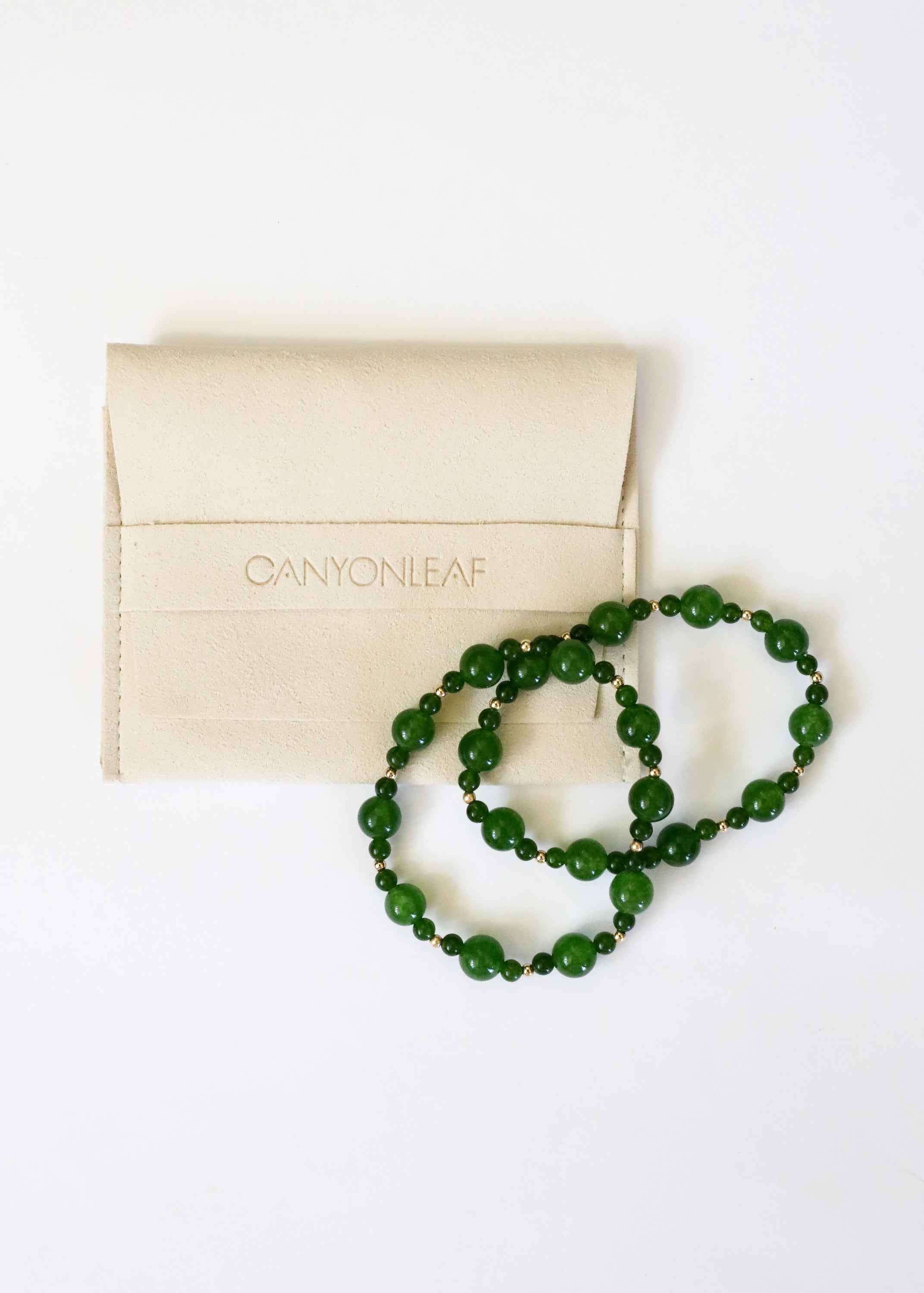 Green Jade + 14k Gold Filled || Stretch Bracelet