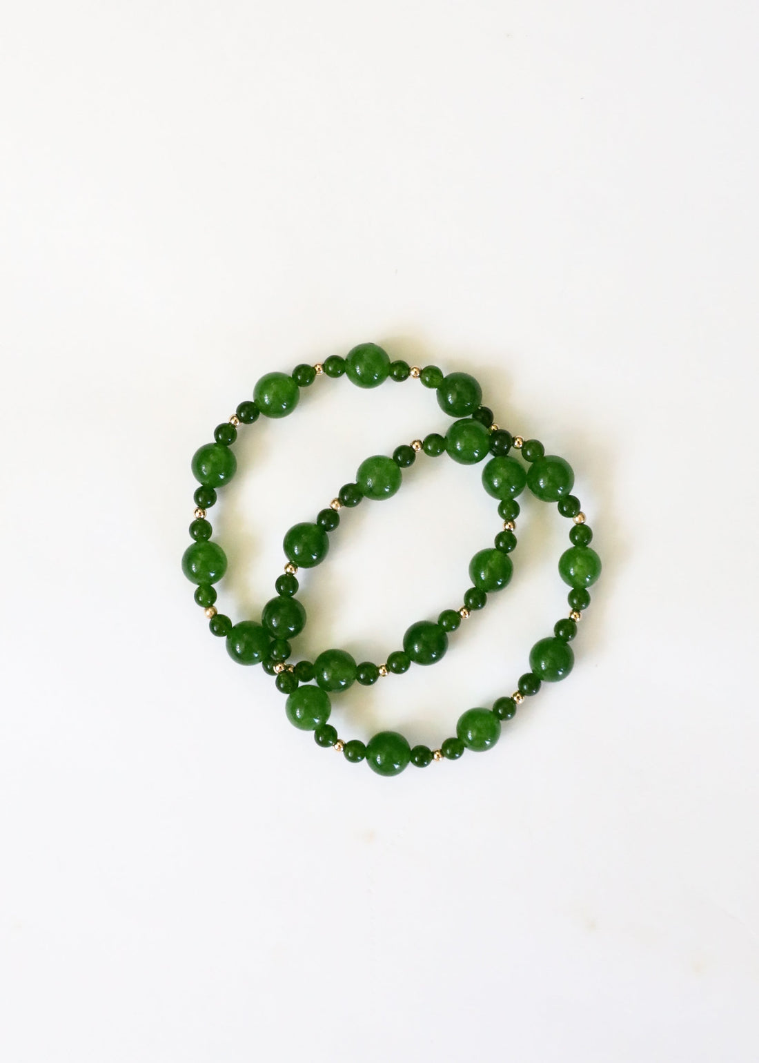 Green Jade + 14k Gold Filled || Stretch Bracelet by CanyonLeaf