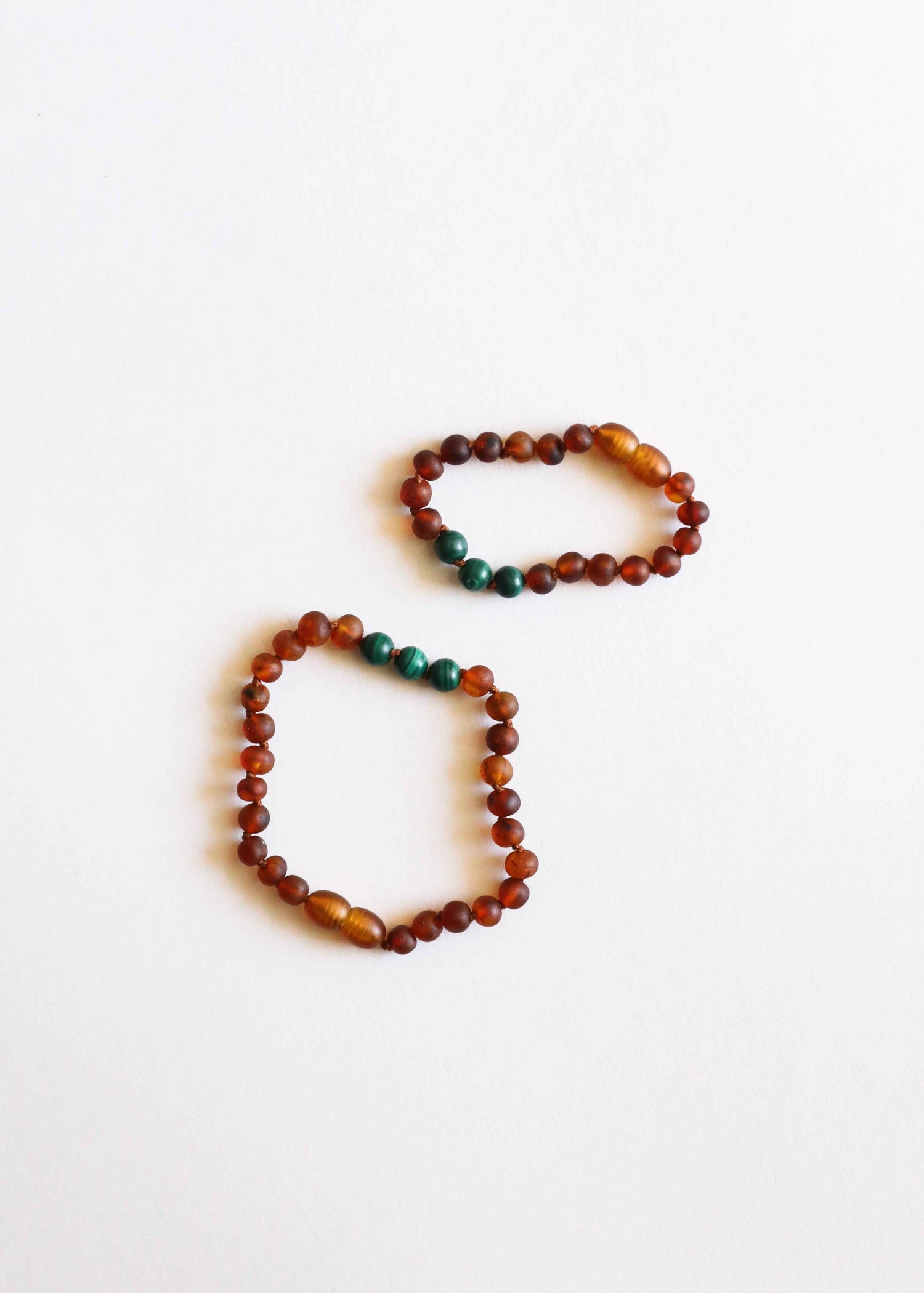 Raw Cognac Baltic Amber + Malachite || Anklet or Bracelet