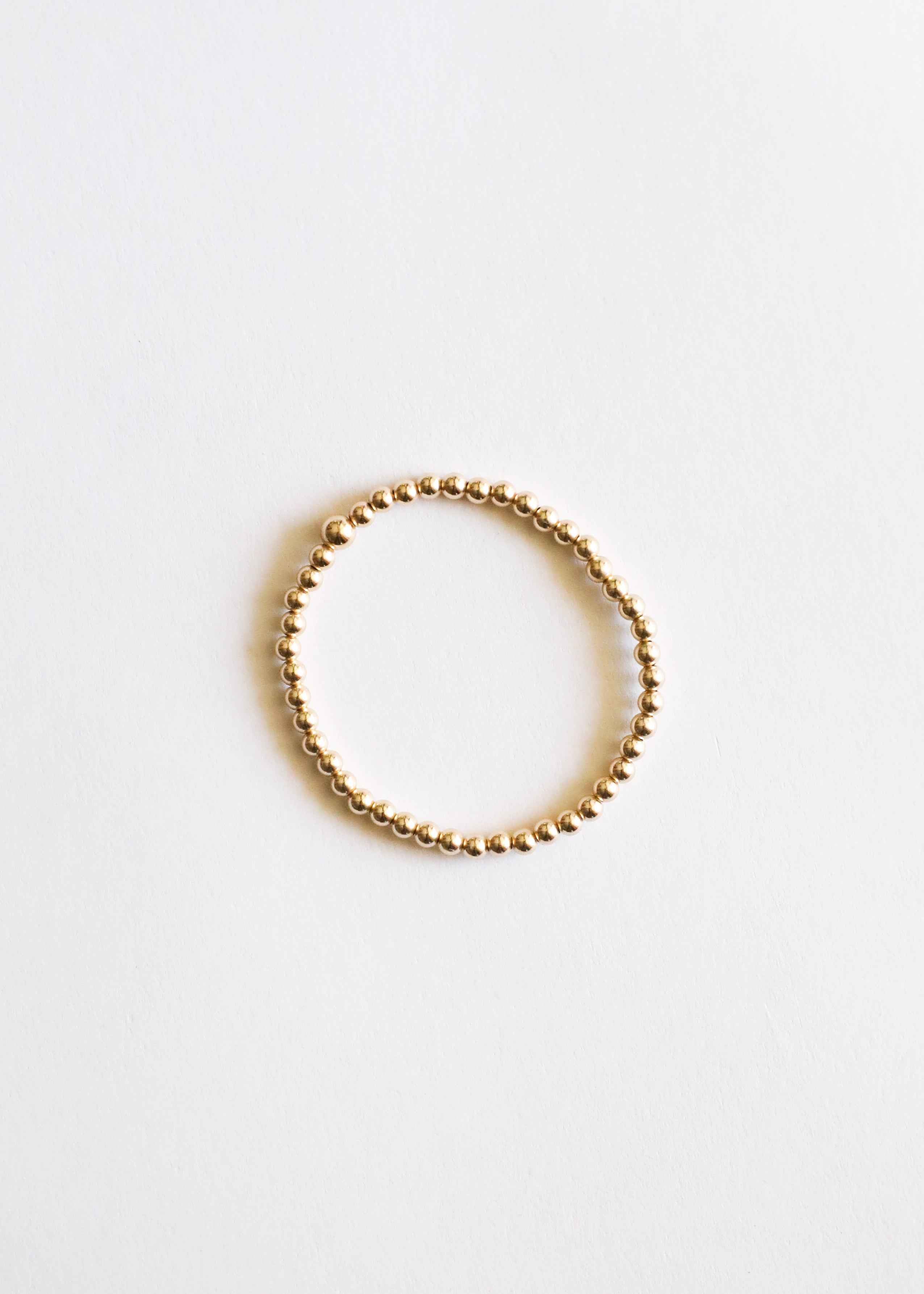14k Gold Filled || Beaded Stretch Bracelet or Anklet