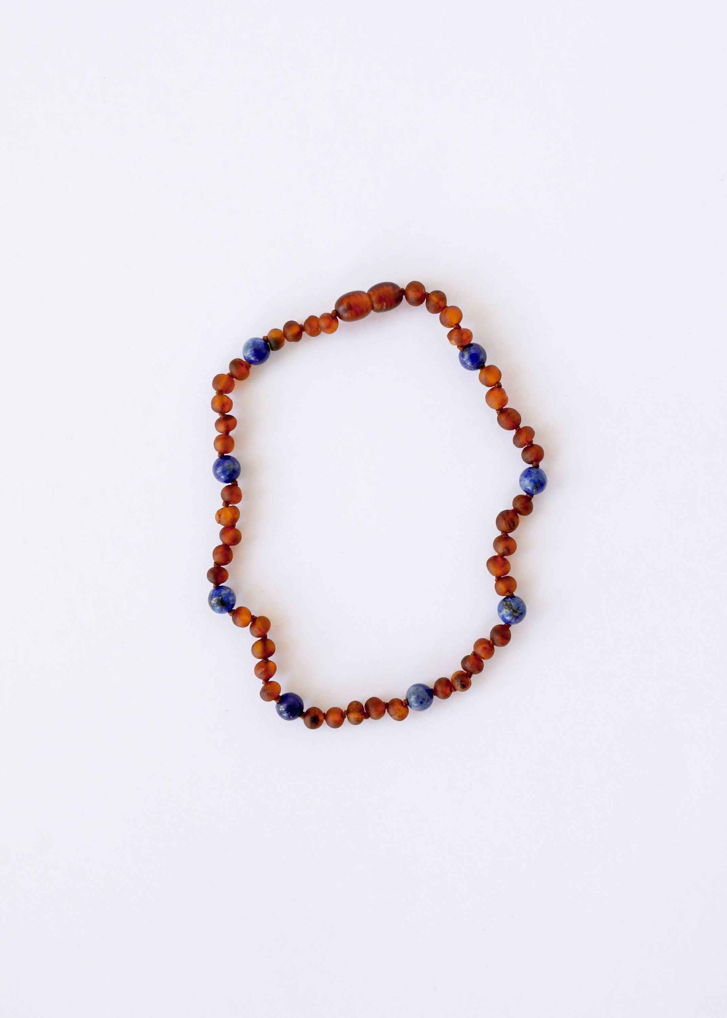 Raw Cognac Baltic Amber + Lapis Lazuli || Halo Necklace ||
