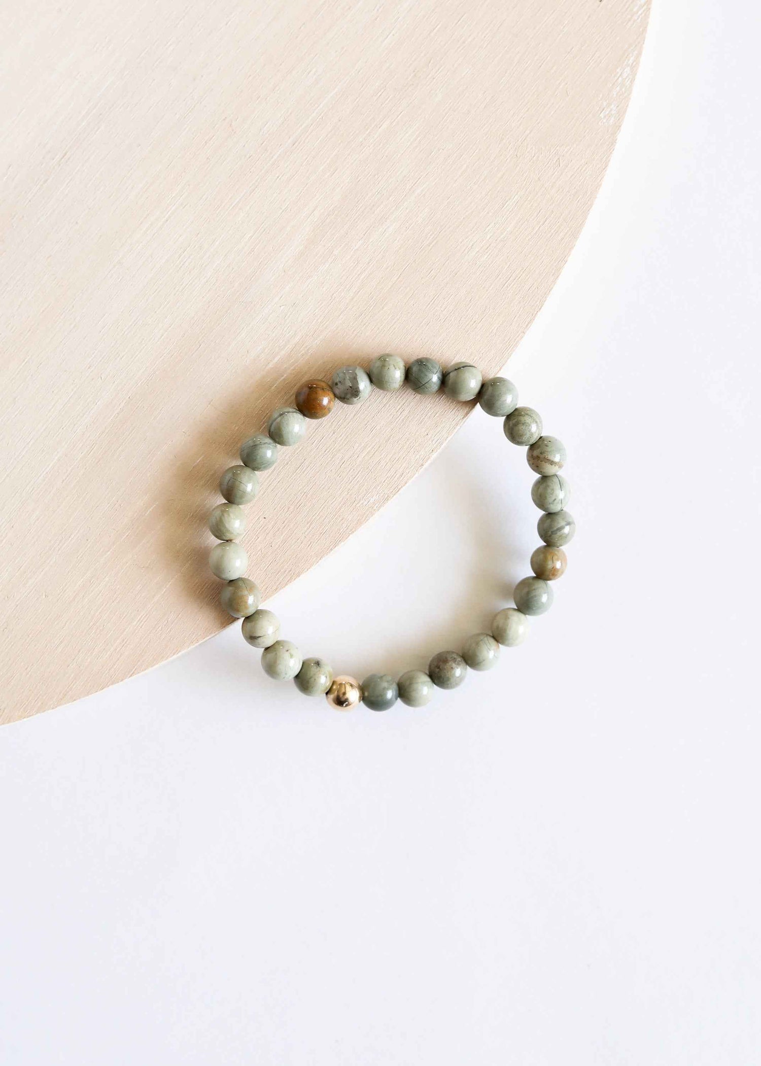 Silver Leaf Jasper + 14k Gold Filled || Adult Bracelet