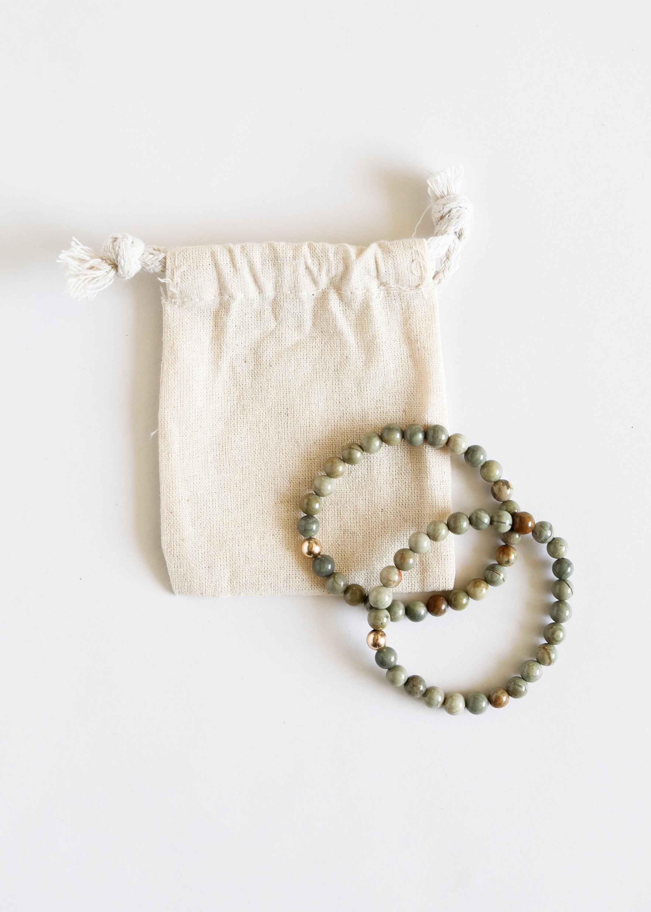 Silver Leaf Jasper + 14k Gold Filled || Adult Bracelet