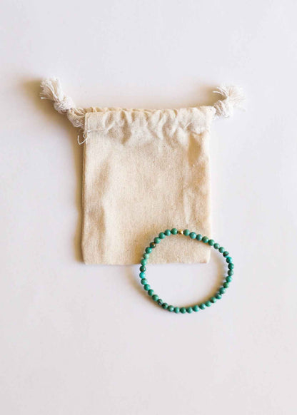 Natural Turquoise + 14K Gold Filled || Beaded Stretch Bracelet