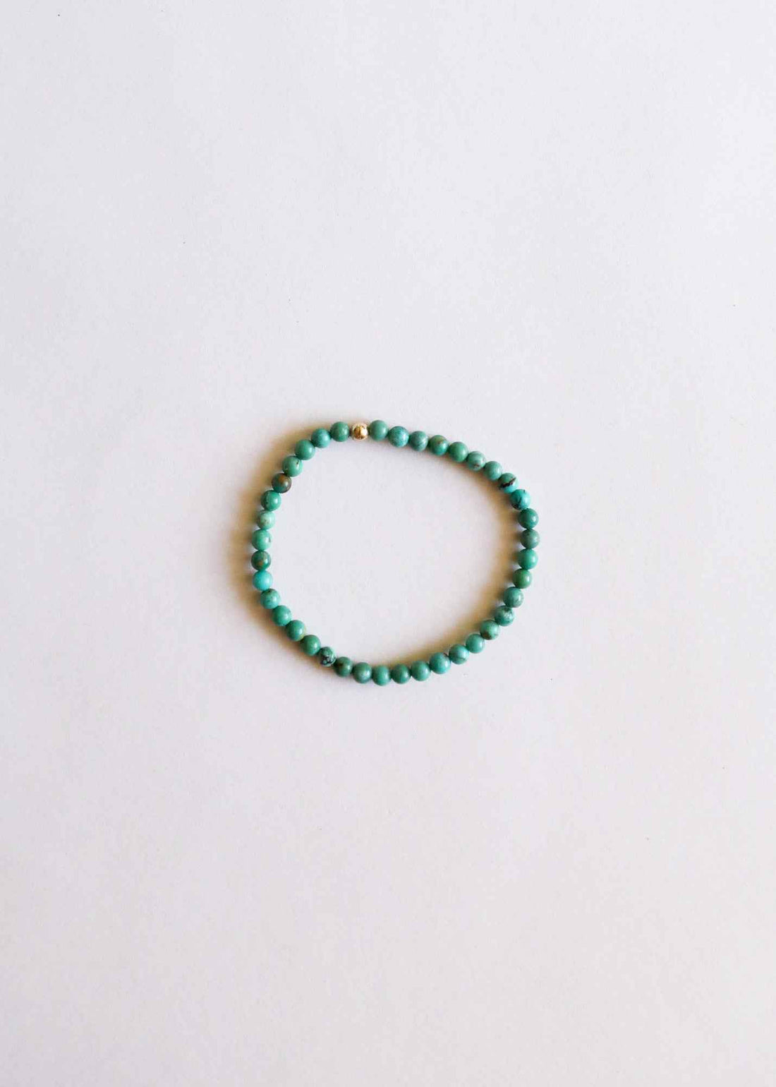 Natural Turquoise + 14K Gold Filled || Beaded Stretch Bracelet
