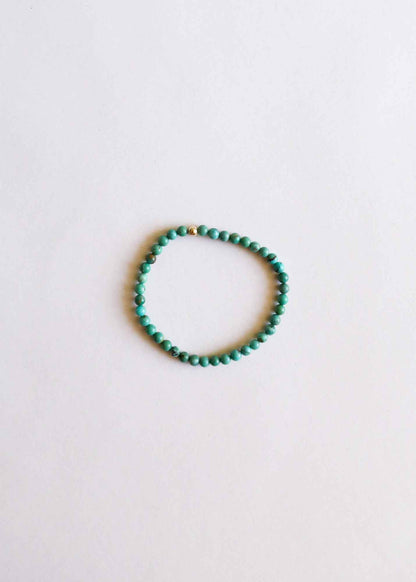Natural Turquoise + 14K Gold Filled || Beaded Stretch Bracelet