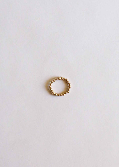 Raw Cognac Baltic Amber + 14K Gold Filled Beaded Ring Stack