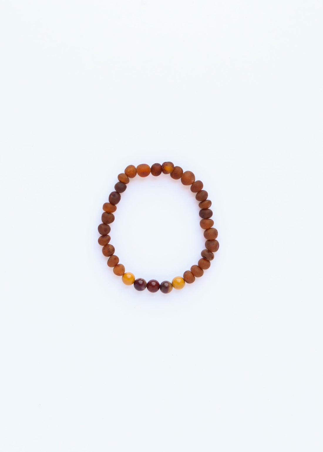 Raw Cognac Baltic Amber + Mookaite Jasper || Adult Stretch Bracelet by CanyonLeaf