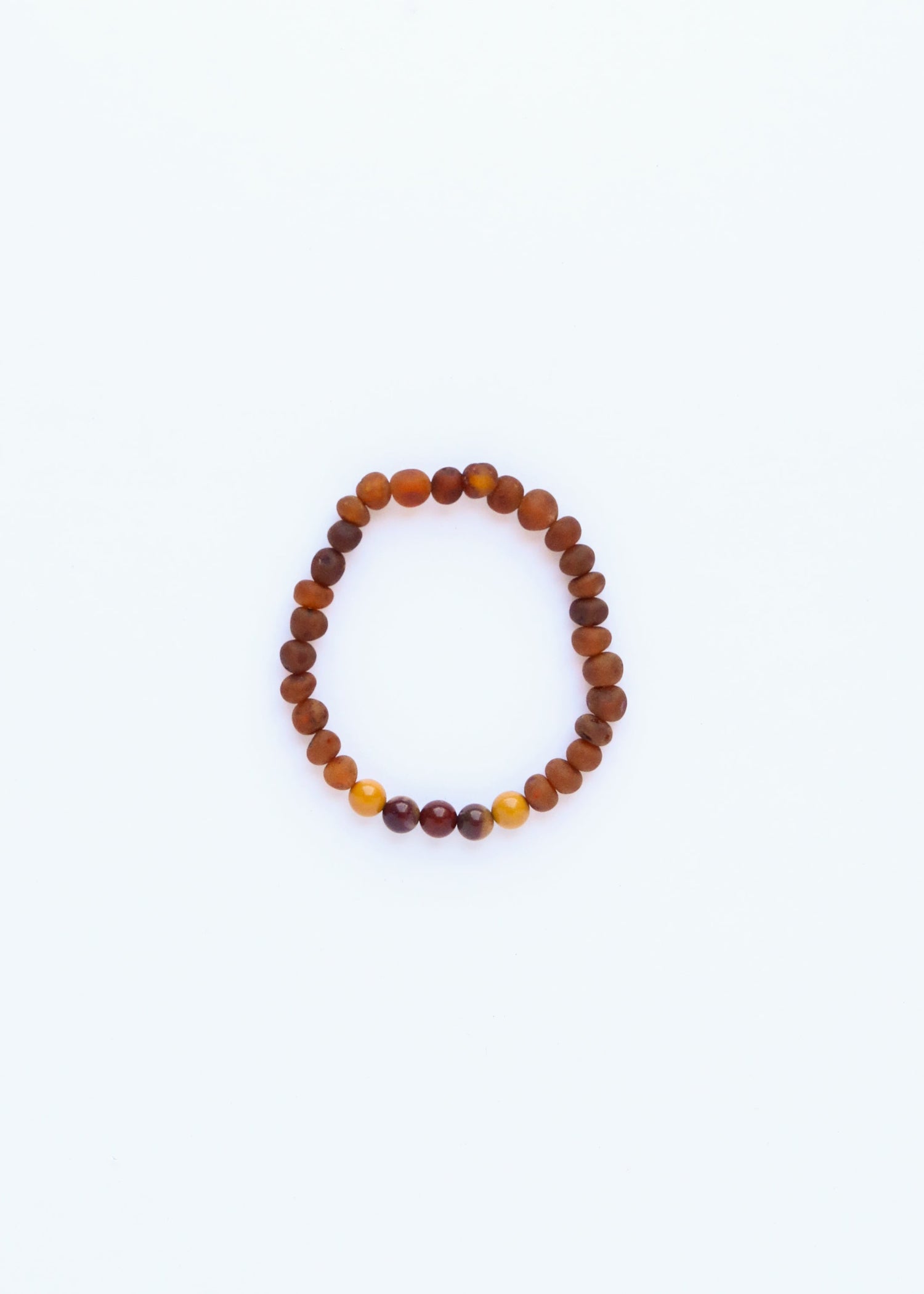 Raw Cognac Baltic Amber + Mookaite Jasper || Adult Stretch Bracelet by CanyonLeaf