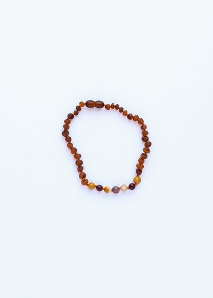 Raw Cognac Baltic Amber + Mookaite Jasper || Anklet or Bracelet by CanyonLeaf