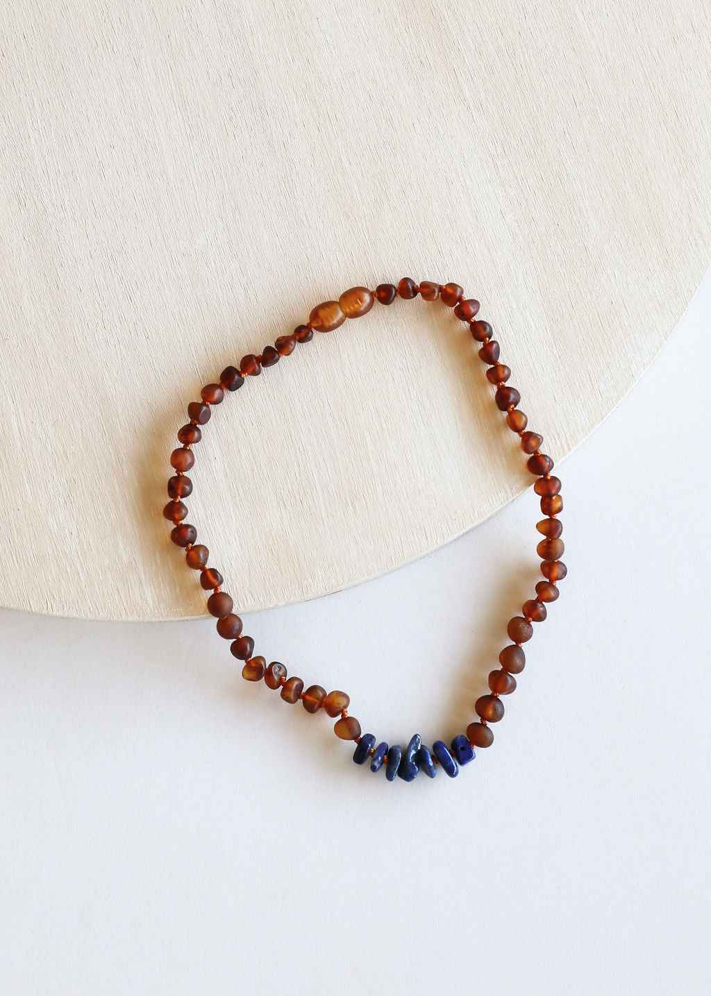Raw Cognac Baltic Amber + Raw Lapis || Necklace