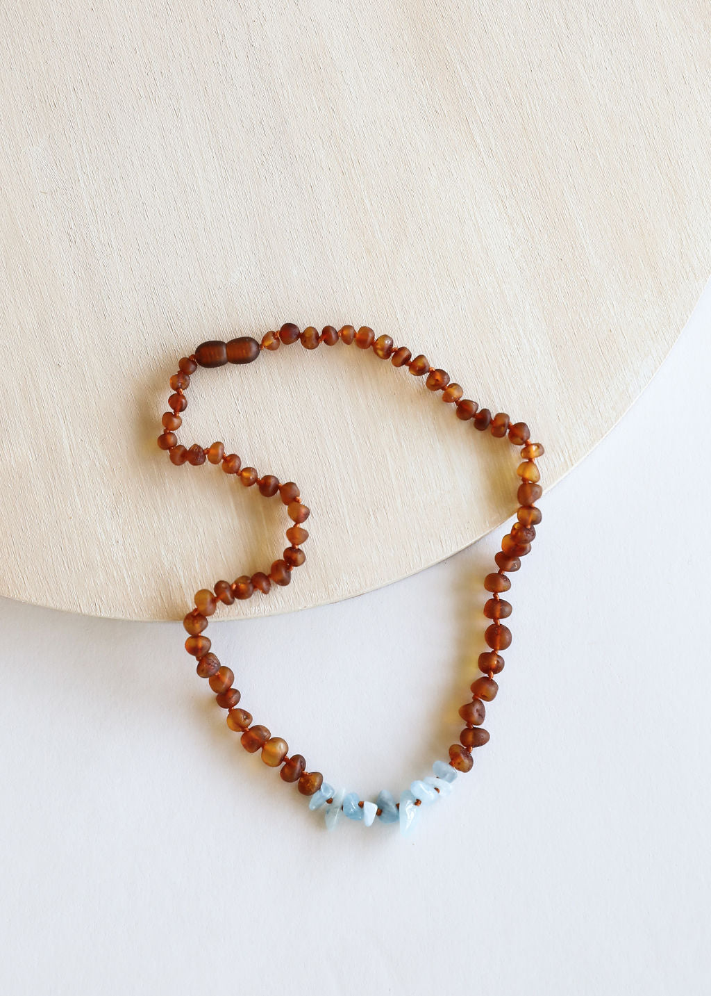 Raw Cognac Baltic Amber + Aquamarine || Necklace  DestGlow
