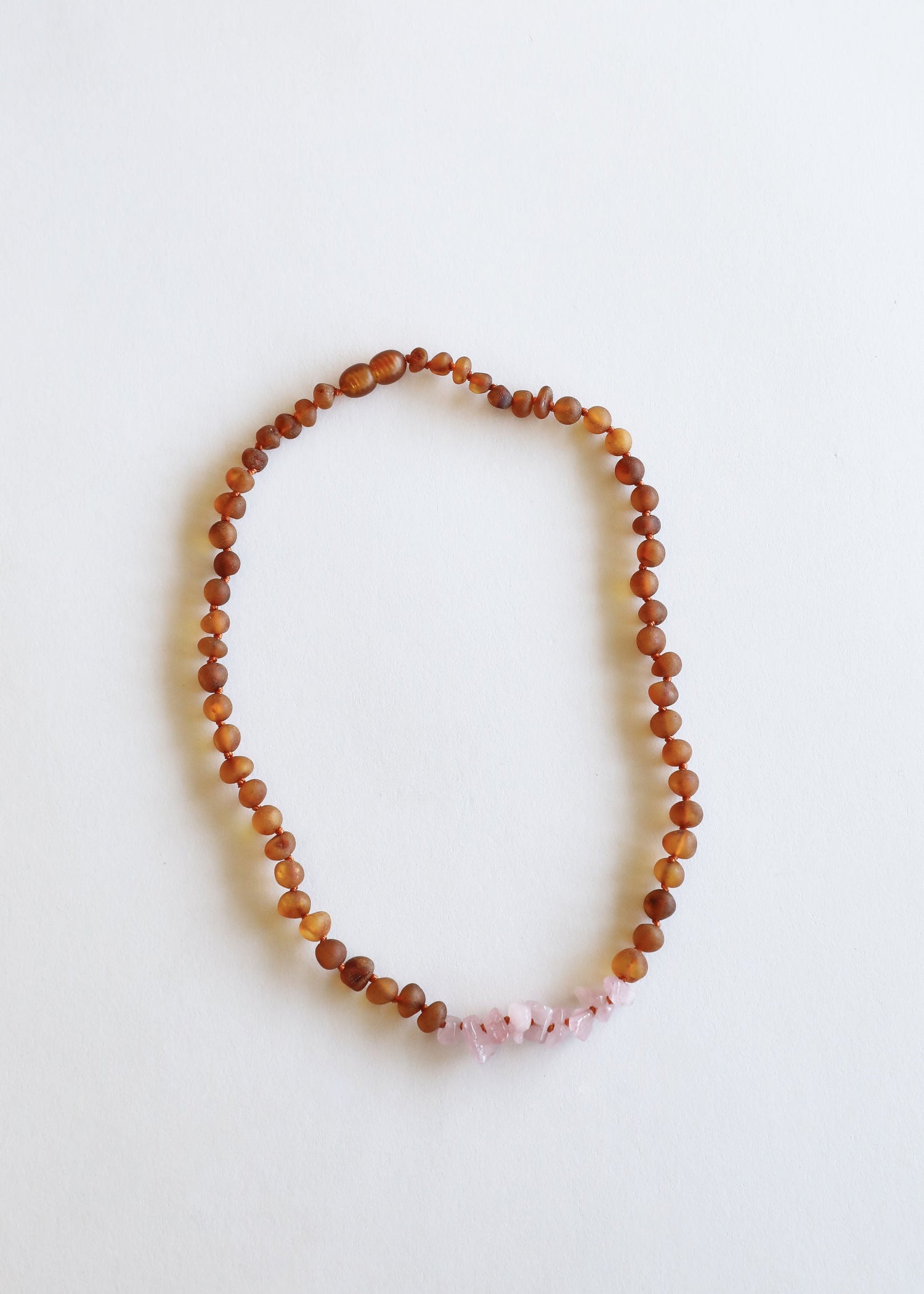 Raw Cognac Baltic Amber + Raw Rose Quartz || Necklace Set by CanyonLeaf