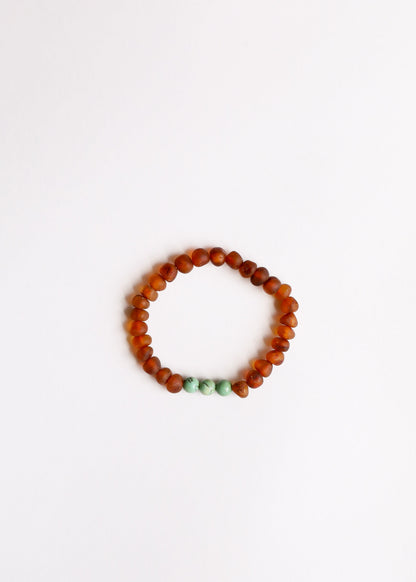 Raw Cognac Baltic Amber + Turquoise Jasper || Adult Bracelet
