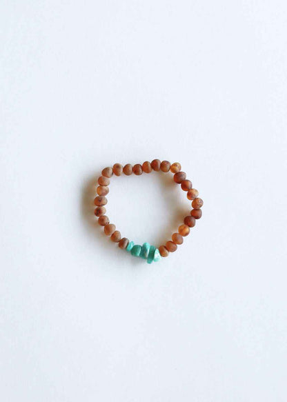 Raw Cognac Baltic Amber + Raw Amazonite || Adult Bracelet