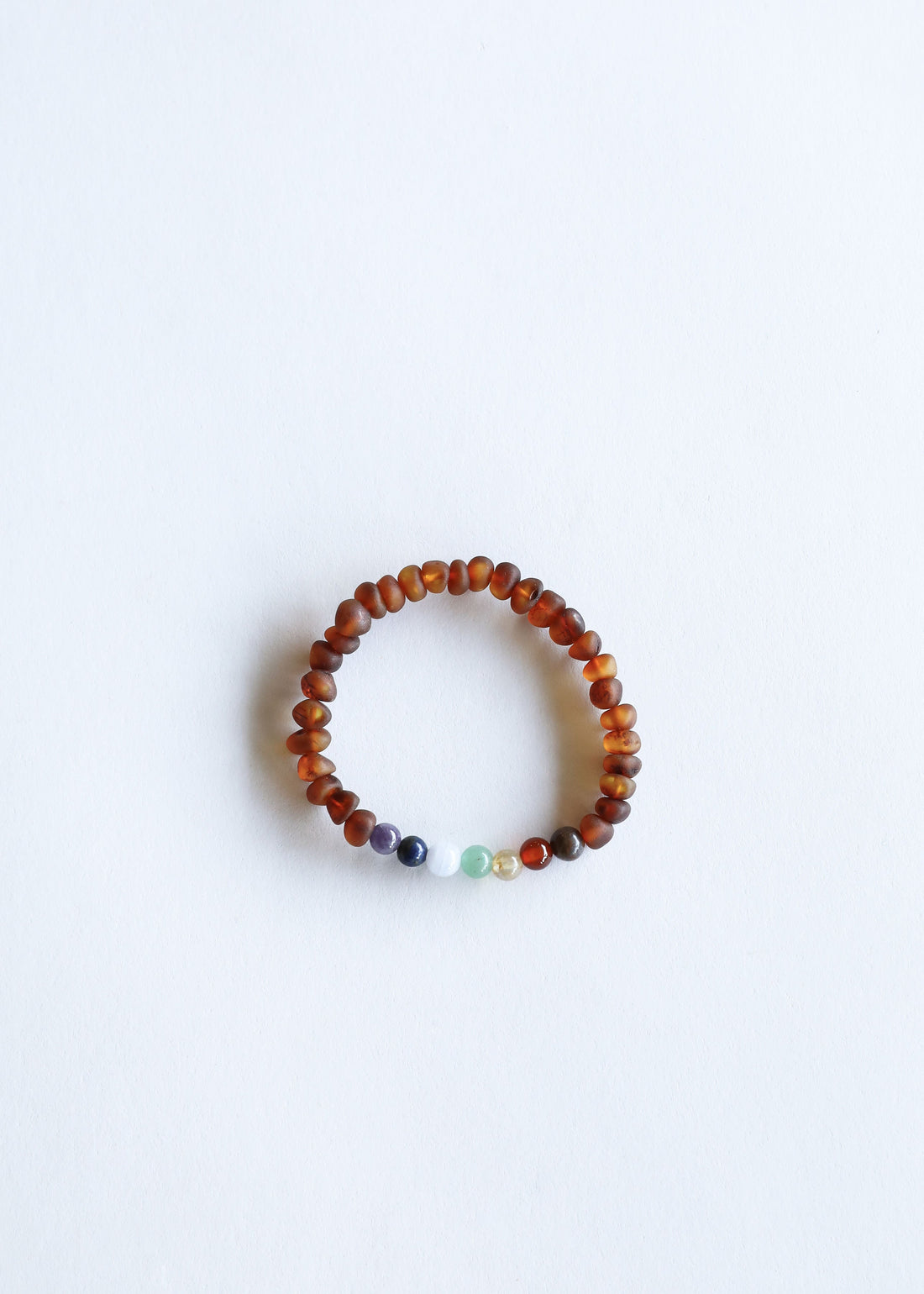 Raw Cognac Baltic Amber + CHAKRA Crystals || Bracelet Set by CanyonLeaf