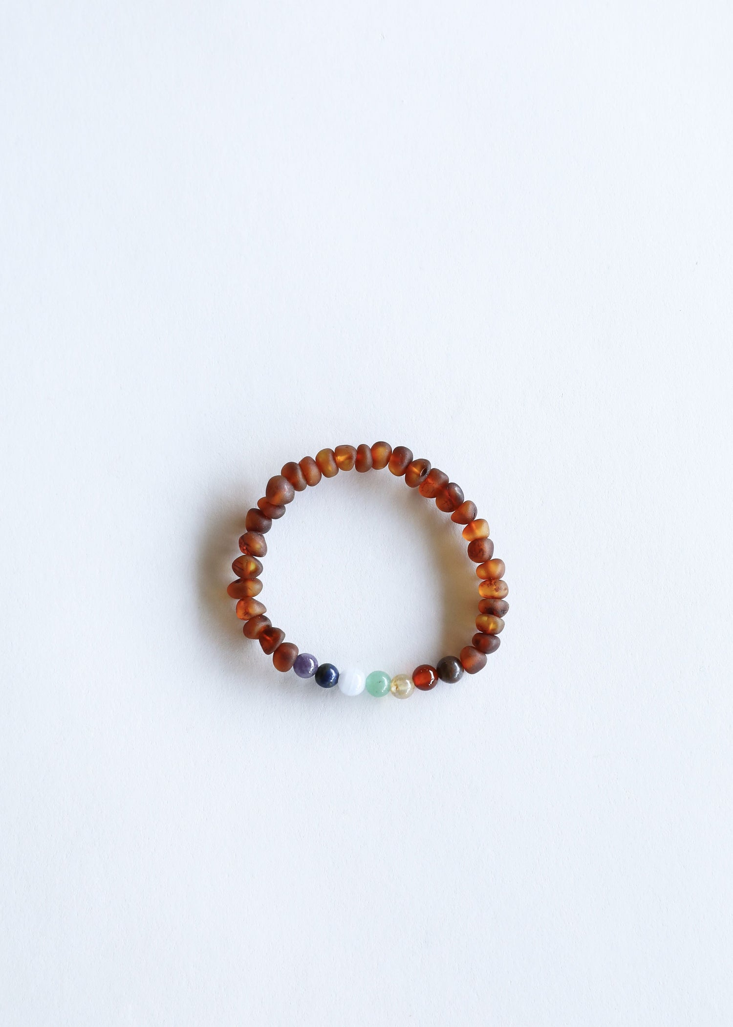 Raw Cognac Baltic Amber + CHAKRA Crystals || Bracelet Set by CanyonLeaf