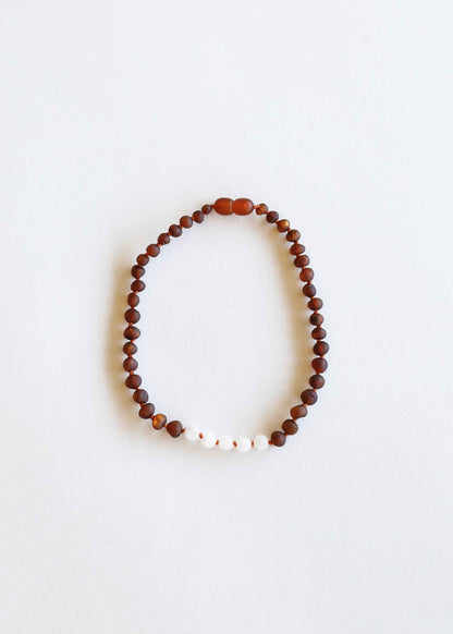 Raw Cognac Baltic Amber + Moonstone || Necklace Set