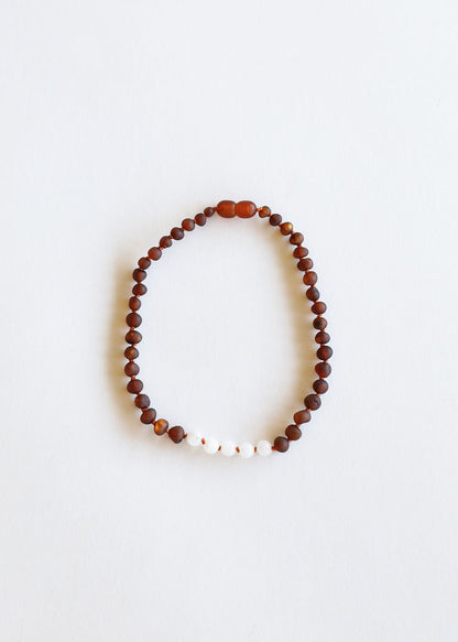 Raw Cognac Baltic Amber + Moonstone || Necklace  DestGlow