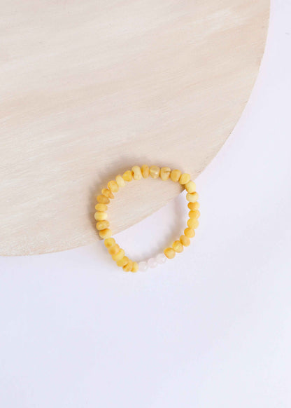 Raw Honey Baltic Amber + Rose Quartz || Adult Bracelet