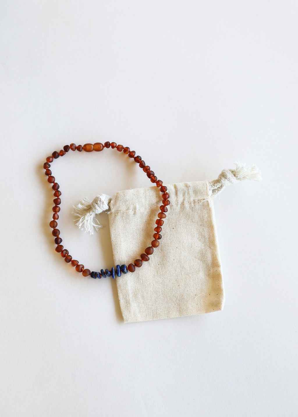 Raw Cognac Baltic Amber + Raw Lapis || Necklace