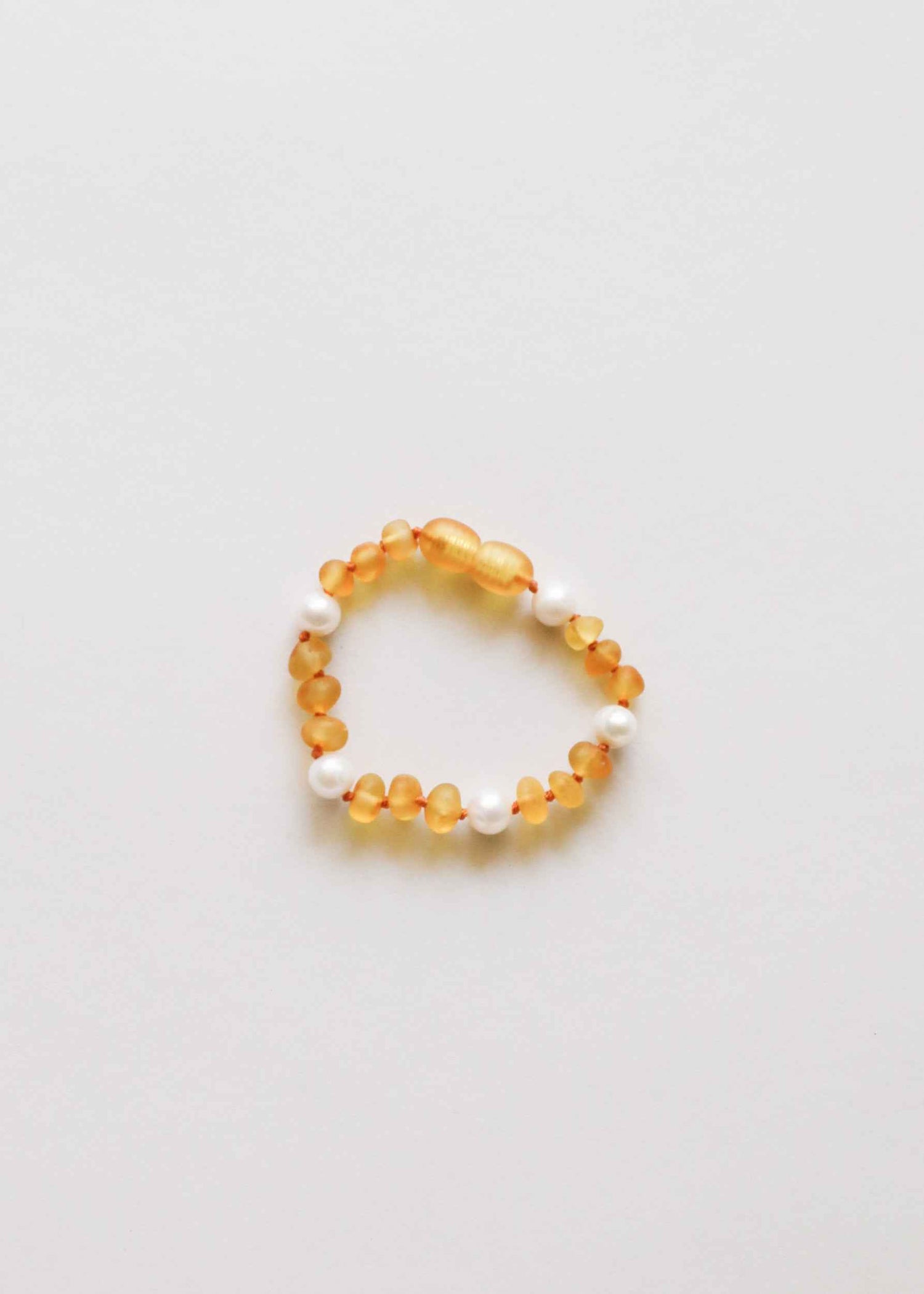 Raw Honey Baltic Amber + Pearl Halo || Anklet or Bracelet