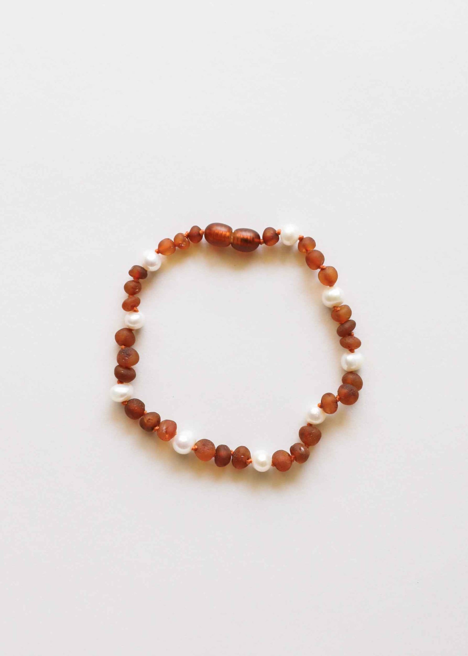 Raw Cognac Baltic Amber + Pearl Halo || Anklet or Bracelet