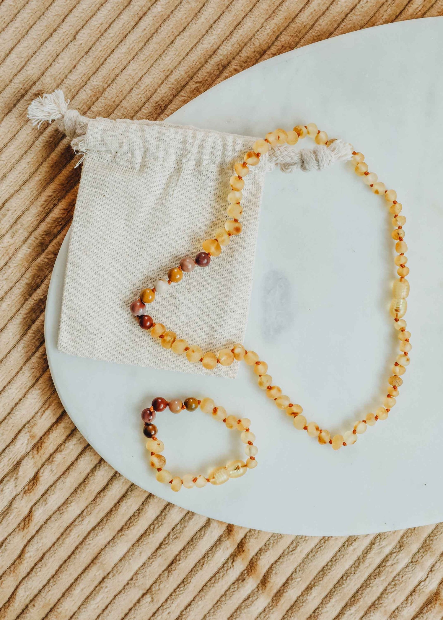 Raw Honey Baltic Amber + Mookaite Jasper || Anklet or Bracelet