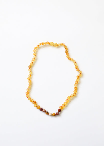 Raw Honey Baltic Amber + Mookaite Jasper || Necklace by CanyonLeaf