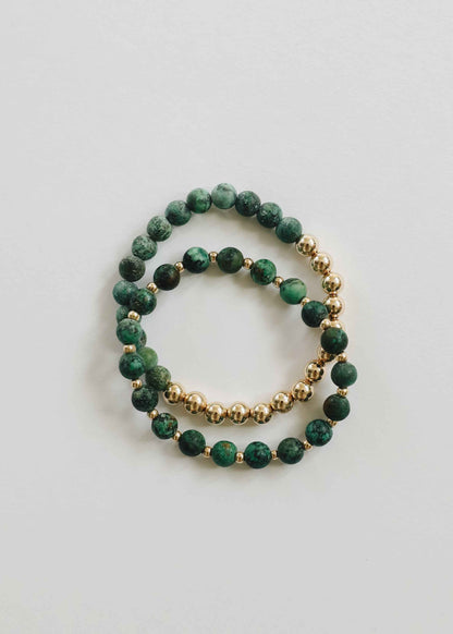 Turquoise Jasper :14k Gold Filled Sun + Moon || Adult Bracelets