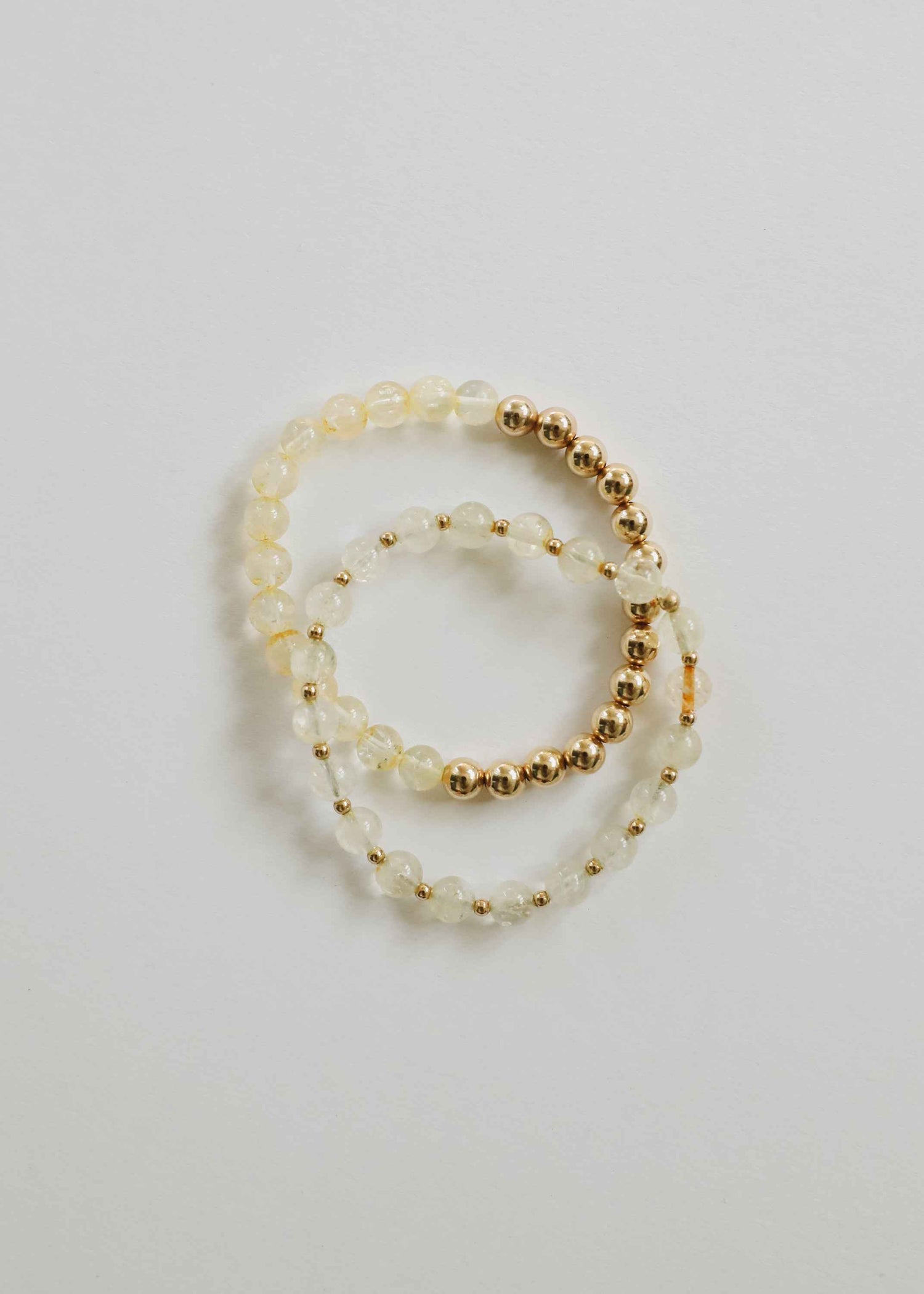 Citrine Gemstone + 14K Gold Filled Beaded Stretch Bracelet