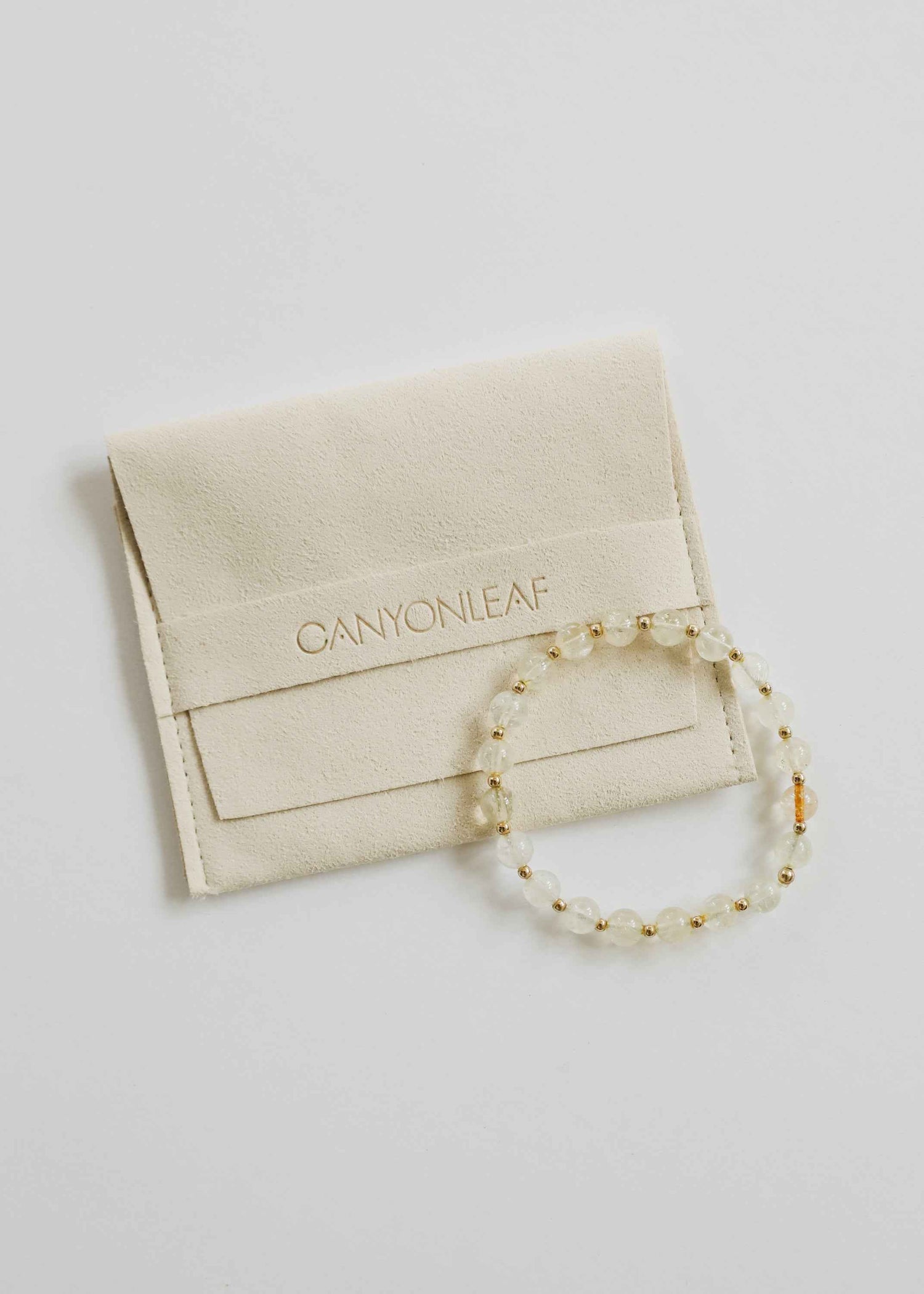 Citrine Gemstone + 14K Gold Filled Beaded Stretch Bracelet
