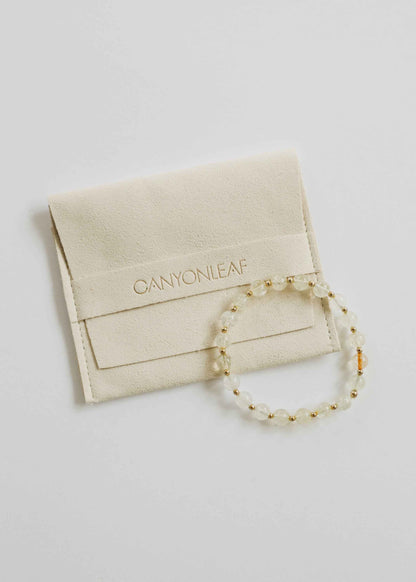 Citrine Gemstone + 14K Gold Filled Beaded Stretch Bracelet