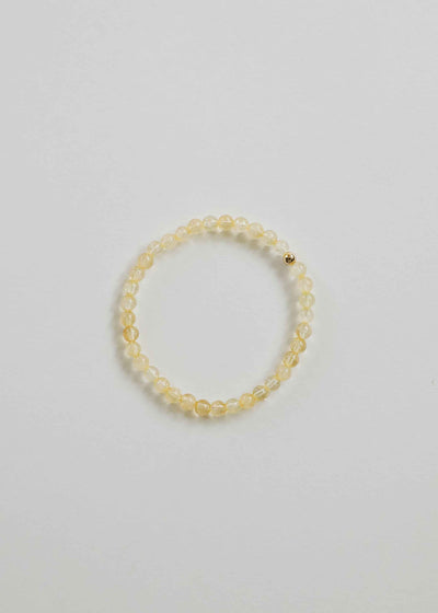 Dainty Citrine Gemstone + 14K Gold Filled || Beaded Stretch Bracelet