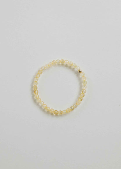 Dainty Citrine Gemstone + 14K Gold Filled || Beaded Stretch Bracelet