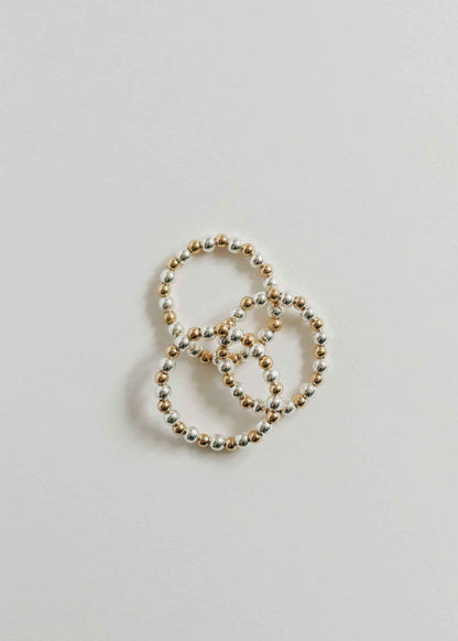 Sterling Silver + 14k Gold Filled || Beaded Stretch Ring